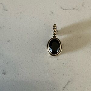 Vintage sterling silver and black onyx stone STOCKO snap necklace pendant